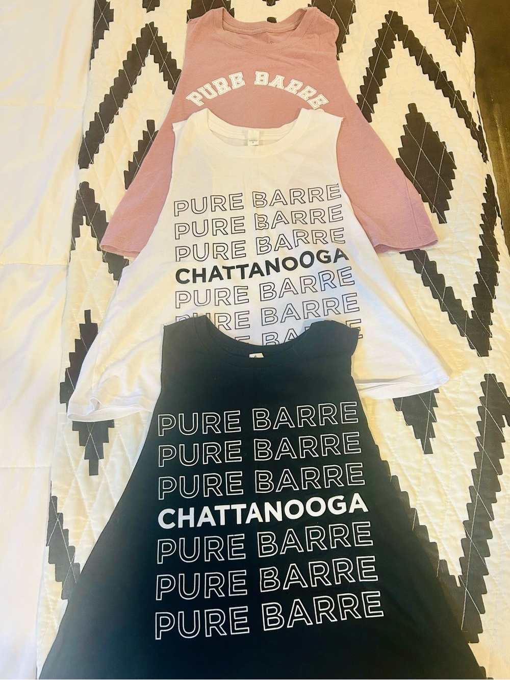 Like New Pure Barre Women’s Tank Tops - Black, White & Dusty Pink Trio